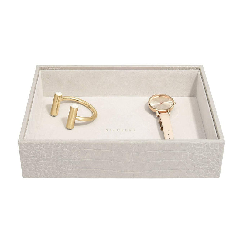 [Australia] - Stackers Putty Croc Textured Classic Jewellery Box Chunky Jewellery Layer 
