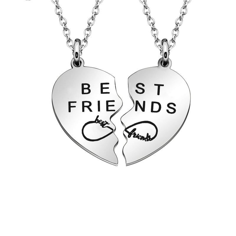 [Australia] - Maxforever Friendship Gifts"Best Friend Forever“ 2Pcs Necklaces Set BFF Charms Necklace (Silver) 