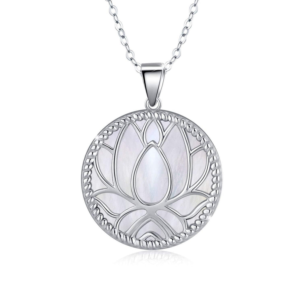 [Australia] - 925 Sterling Silver Mother of Pearl Necklace for Women Lotus Rose Flower Pendant Necklace Jewellery Christmas Gifts for Girls B-Lotus 