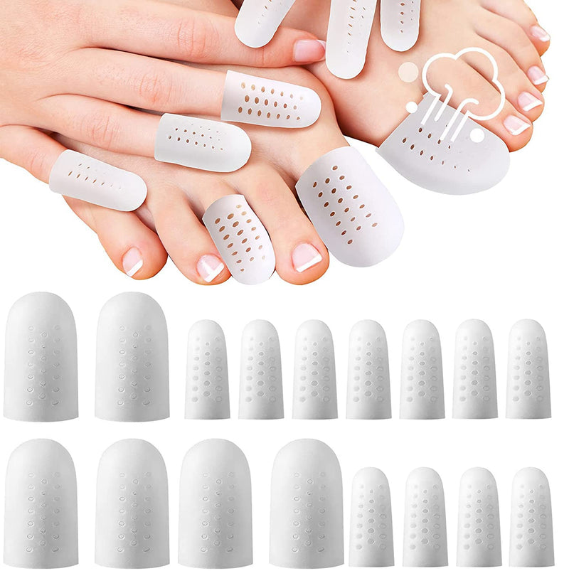 [Australia] - Footsihome Gel Toe Cap, 12 Pieces Breathable Toe Protectors Sleeves Soft Gel Corn Pad for Prevent Blister, Callus & Corn, Relief from Missing or Ingrown Toenails 