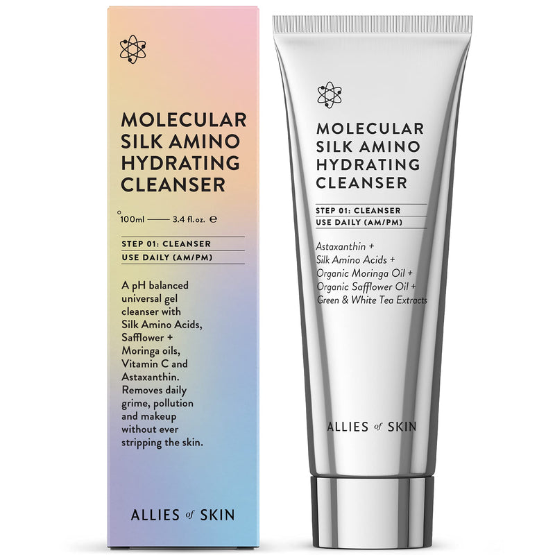 [Australia] - Allies of Skin Molecular Silk Amino Hydrating Cleanser: Hyaluronic Acid, Ceramides, Safflower & Moringa Oils. Nourishes, Conditions & Repairs 3.4 oz 