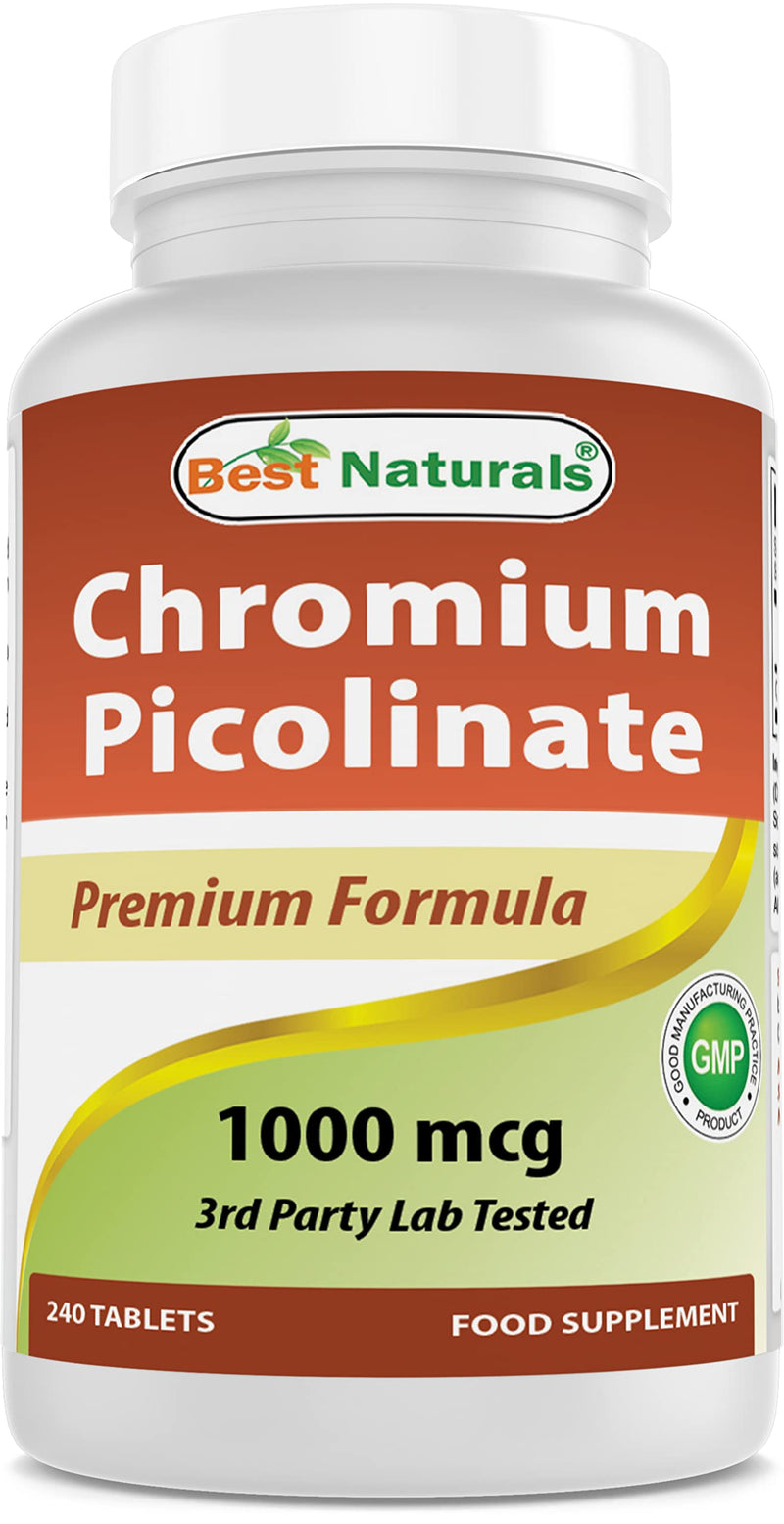 [Australia] - Best Naturals Chromium Picolinate 1000 mcg Tablet - Supports Healthy Blood Sugar Levels, 240 Count 