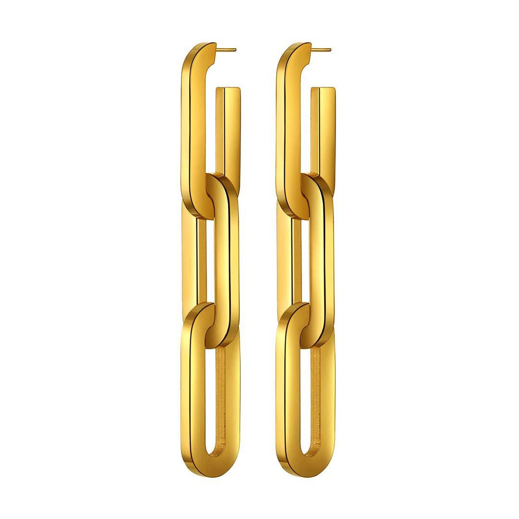 [Australia] - ChainsHouse Hypoallergenic Earrings For Women Ladies Gold Silver Link Chain Hoop Earrings Drop Dangly Earrings Girls Jewellery Gift C. 3 Layered Cable 