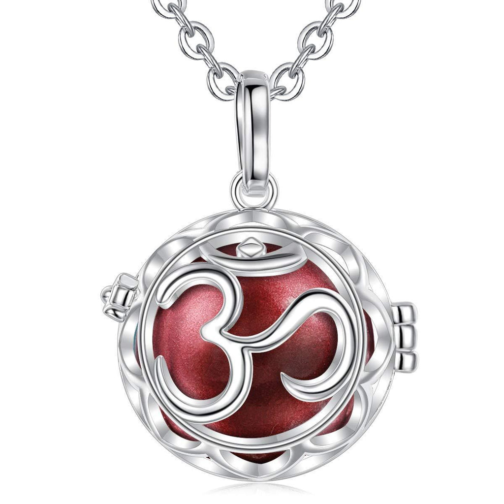[Australia] - AEONSLOVE Chime Ball Pregnancy Necklace Pendant Ohm Music Wishing Bola Locket for Mom Baby Best Jewellery Gift Wine Red 