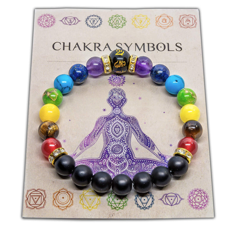 [Australia] - WICCSTAR Double Chakra Bracelet & Meaning Card Crystal Anxiety Jewellery 