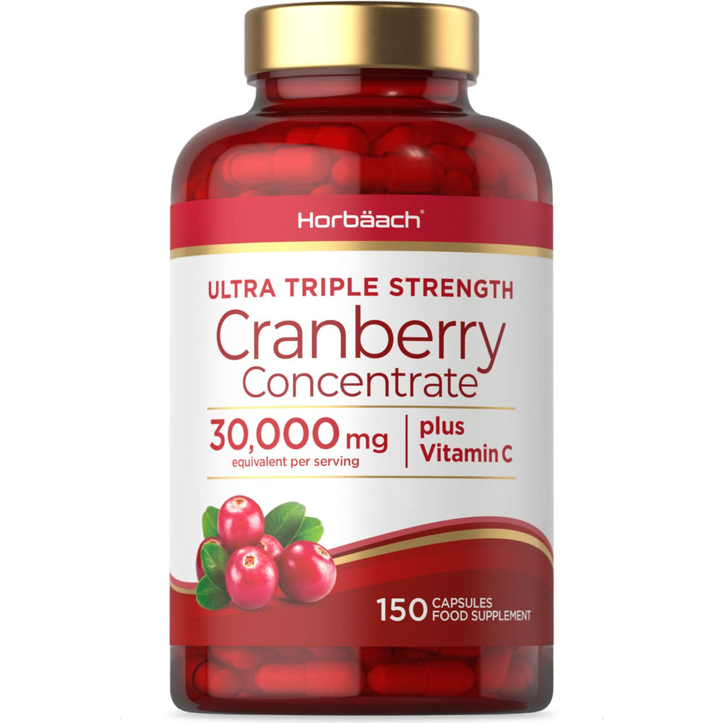 [Australia] - Cranberry Capsules 30,000 mg | High Strength | 150 Concentrate Pills | Ultra Triple Strength Cranberry Extract Complex with Vitamin C | by Horbaach 150 Count (Pack of 1) 