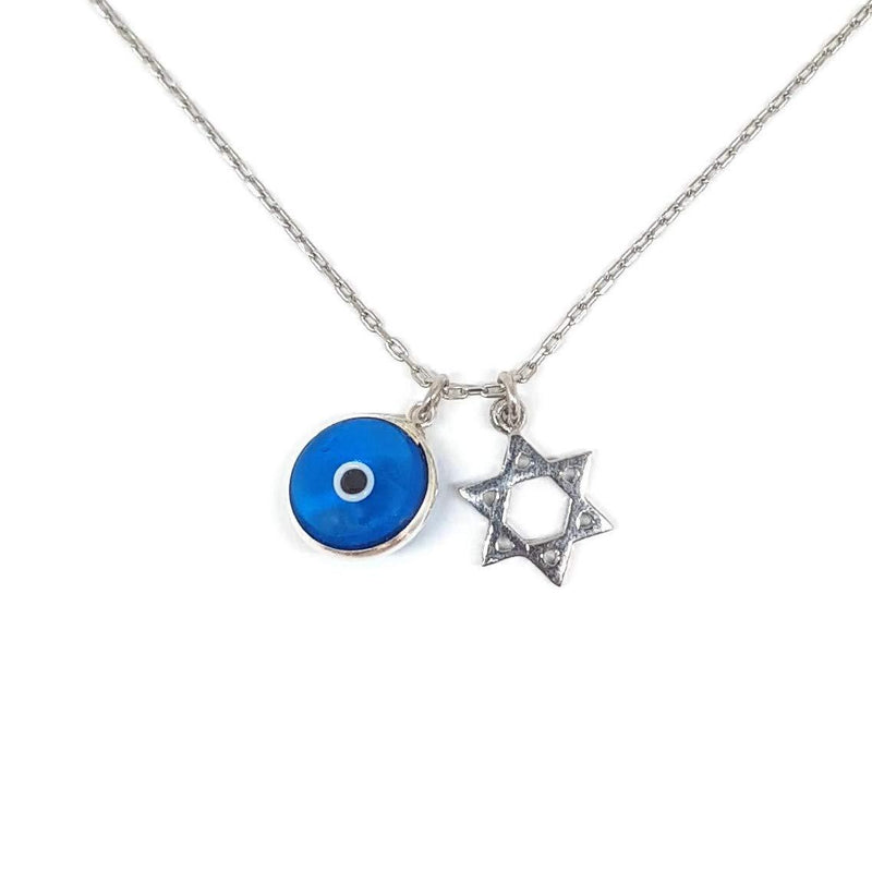 [Australia] - MYSTIC JEWELS by Dahlia – 925 Sterling Silver Necklace – Star of David & Eye of Good Luck Symbols 