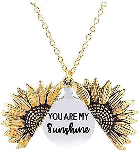 [Australia] - Mum Gift,Sunflower Locket Necklace You are My Sunshine Engraved Chain Necklace for Women Girls with Nice Gift Box Mtohers Day Gift for Mum Gold 