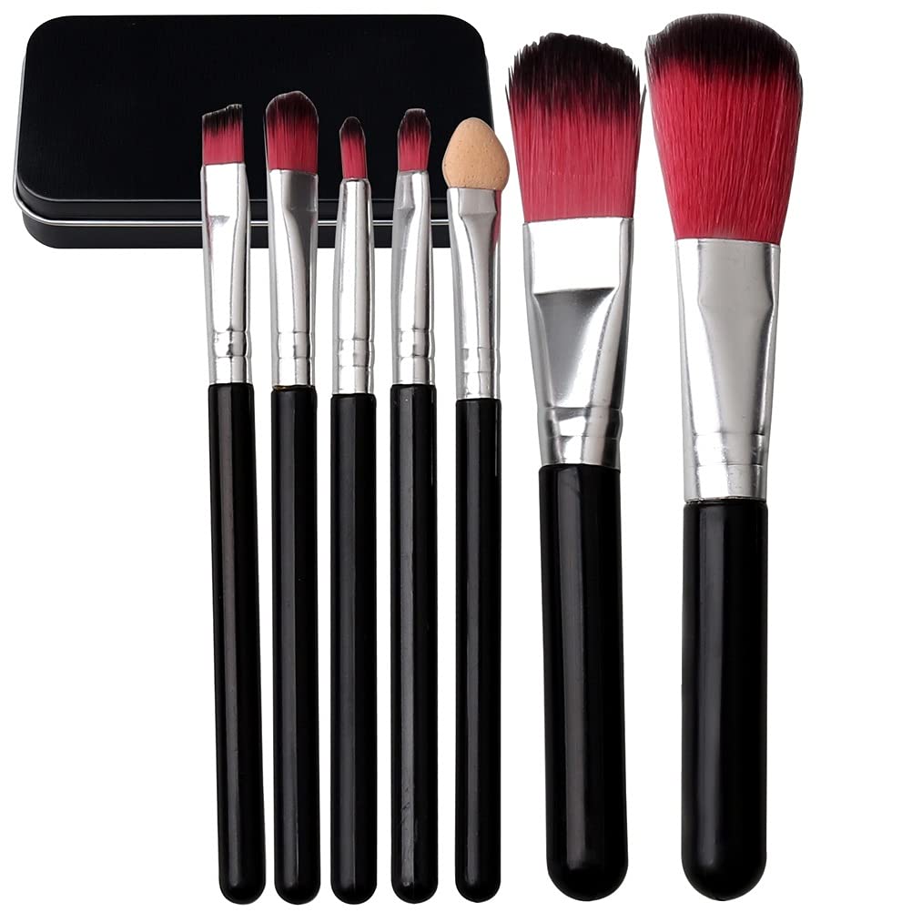 [Australia] - Children Makeup Brushes, 7Pcs Makeup Brush Set Foundation Eyebrow Eyeliner Brush Cosmetic Concealer Brushes for Kids Girls, Women trave - Black with case 