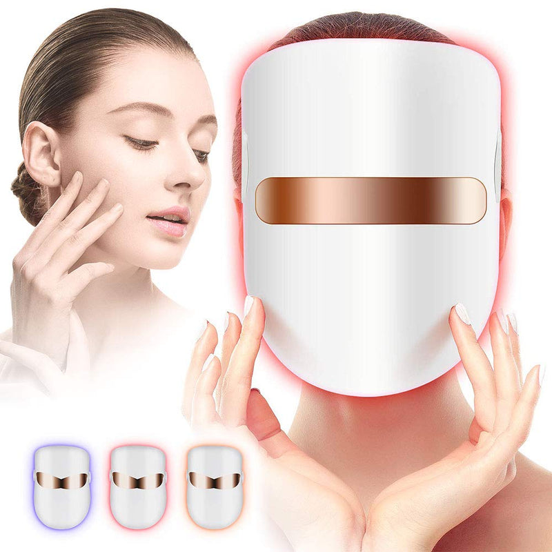[Australia] - Yofuly USB LED Face Light Therapy Mask, 3 Colours Red, Blue and Orange Skin Wrinkle Face Skin Care for Salon Home Use 