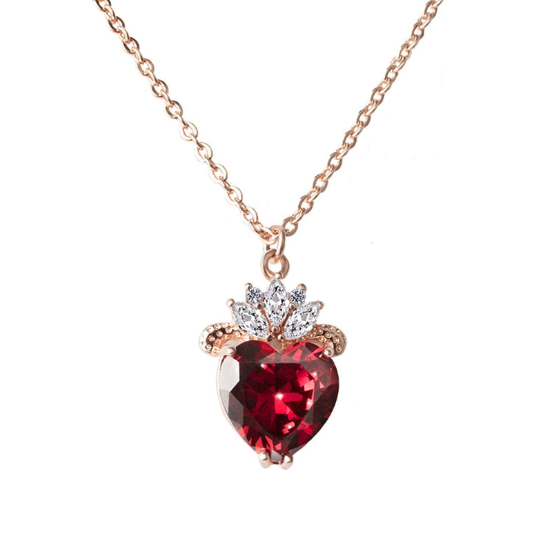 [Australia] - hengkaixuan Queen of Hearts Evie Costume Necklace Descendants Ruby Red Heart Valentine's Day Sweetheart Gift for Her 