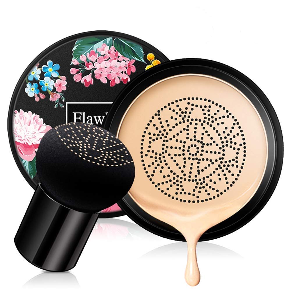 [Australia] - Mushroom Head Air Cushion Bb Cream,Concealer Lasting Nude Makeup Moisturizing Brightening Pigment Liquid Foundation, Base Primer (Natural) 