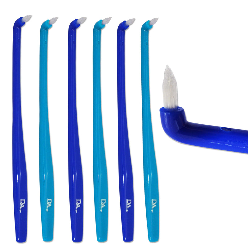 [Australia] - 6 x Slim Interspace Toothbrush, Blue Brushes for Orthodontic Braces & Bridges 