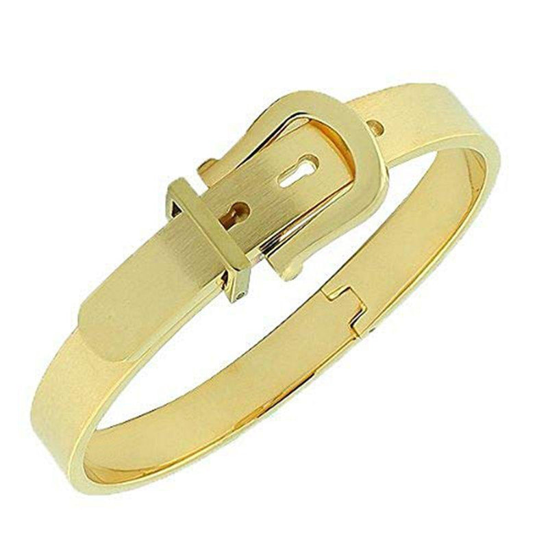 [Australia] - High Polished Stainless Steel Adjustable Belt Buckle Bracelets Bangle For Men/Women Gold 