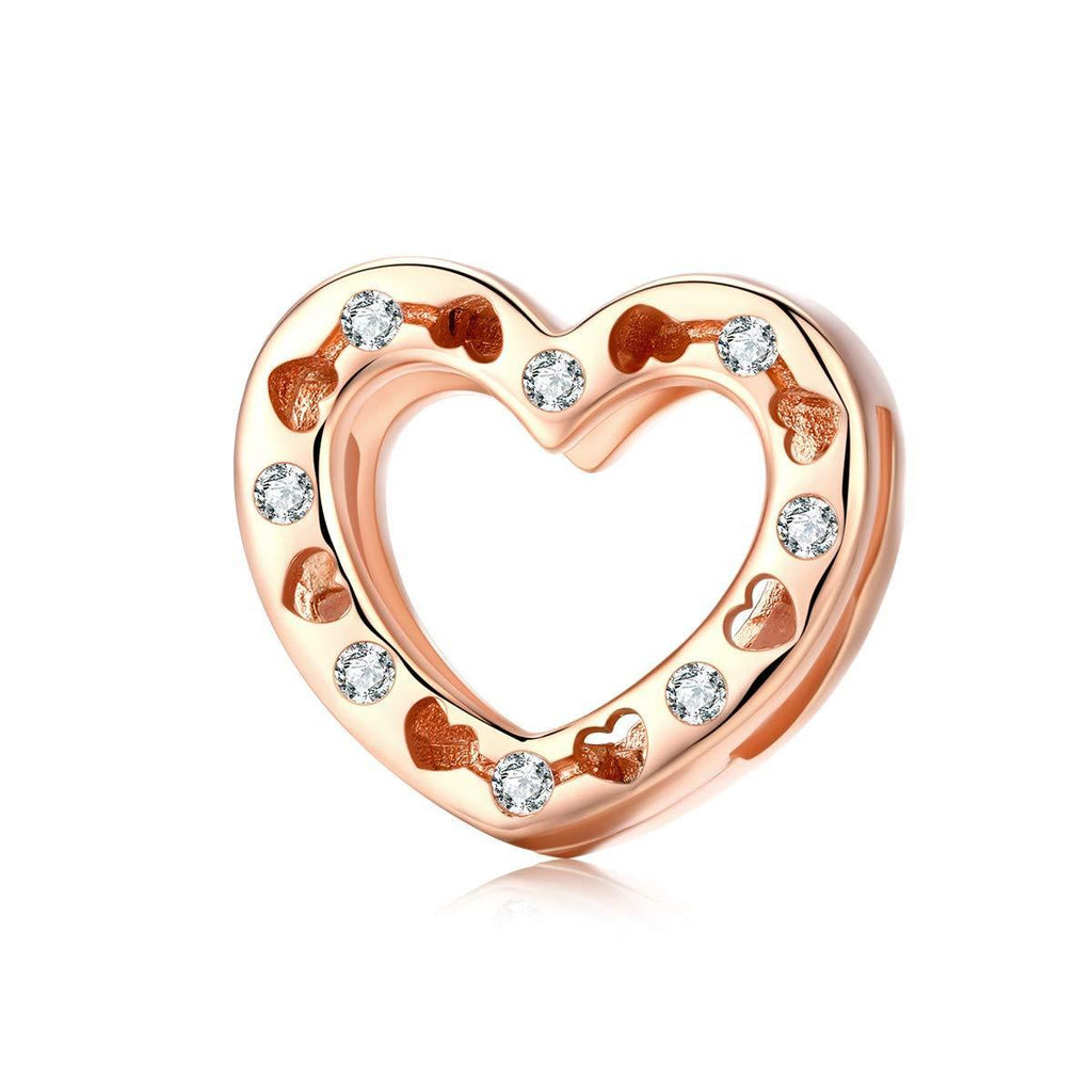 [Australia] - NewL 925 Sterling Silver Amour Heart Charm per donna Reflexions Bracciale Ragazza gioielli in oro rosa 