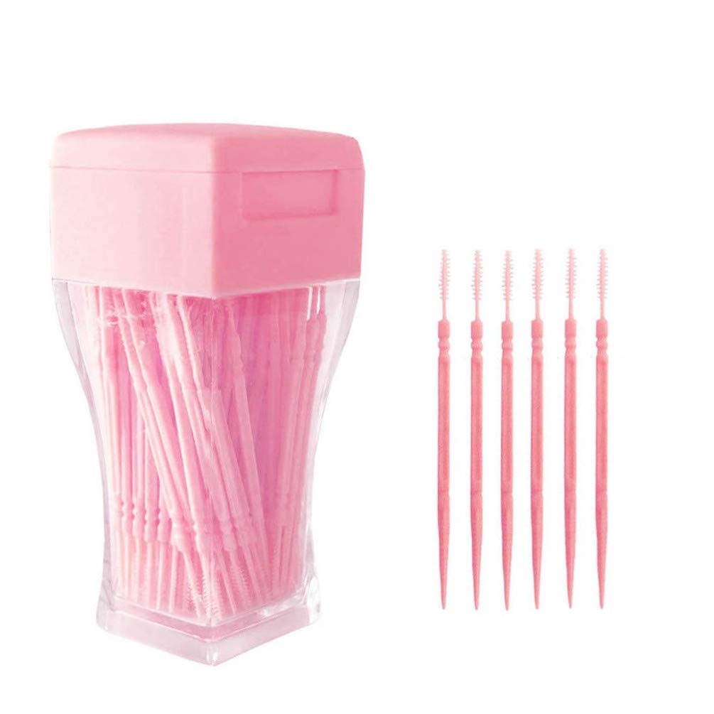 [Australia] - Interdental Brush Toothpick Tooth Flossing Double Head Plastic Tooth Cleaning Tool for Oral Cleaning Care - 200pcs (Pink) Pink 