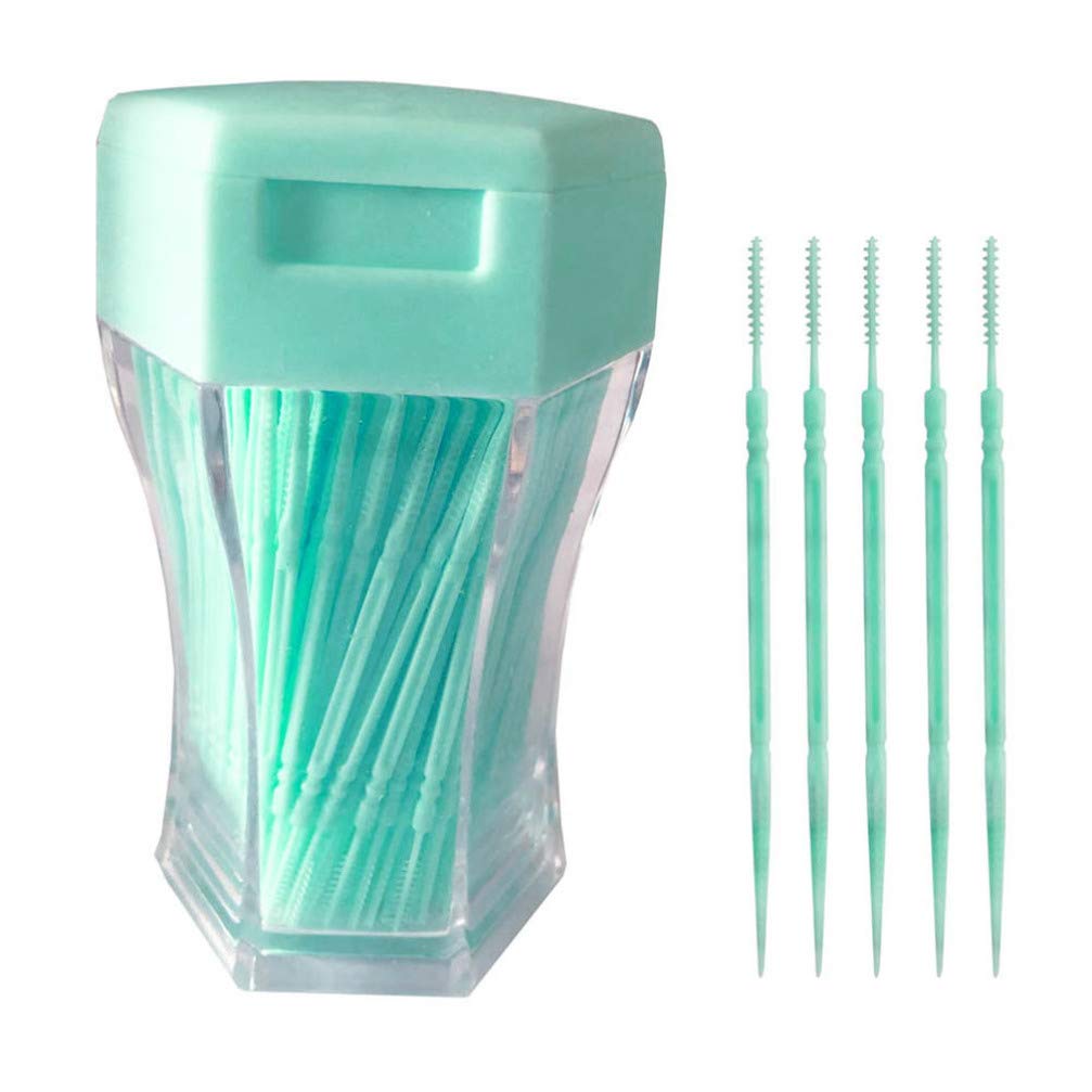 [Australia] - SUPVOX 200pcs Interdental Brush Toothpicks Double Head Plastic Safe Tooth Cleaning Tool for Adults Women Men(Light Green) Light Green 