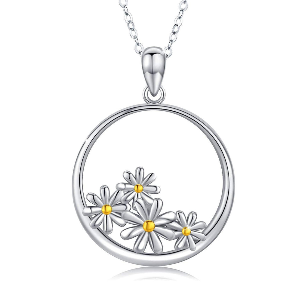 [Australia] - Daisy Necklace Sterling Silver Daisy Pendant necklaces jewellery birthday gifts for women girls - 18" + 2" Silver Chain … A 