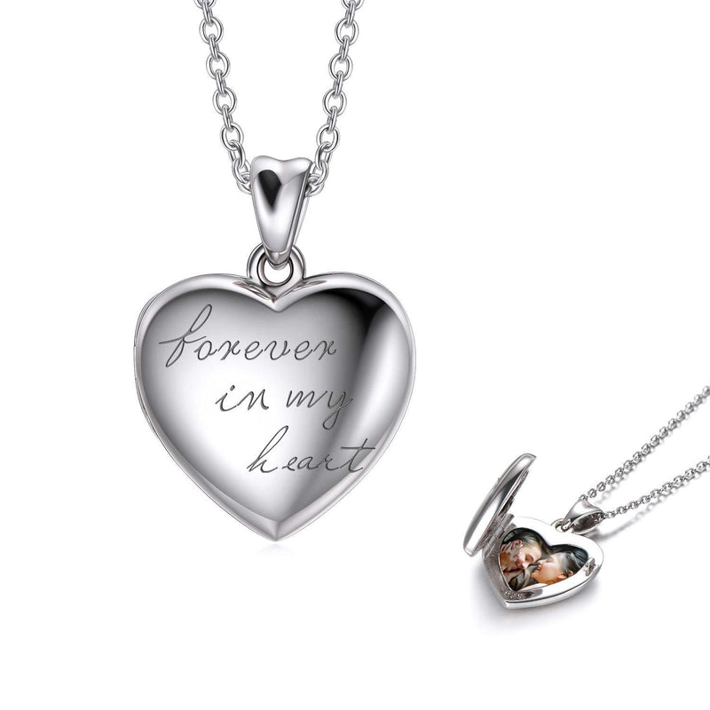 [Australia] - LONAGO 925 Sterling Silver Heart Locket Necklace That Holds Photos Personalised Locket Necklace Jewelry forever in my heart only locket 