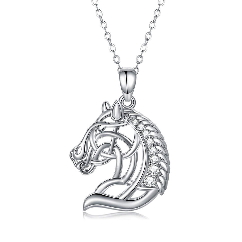 [Australia] - Horse Head Pendant 925 Sterling Silver Horse Necklaces Horse gifts for Women Girls Birthday Gifts for Equestrienne Horse Lovers Horsewoman 