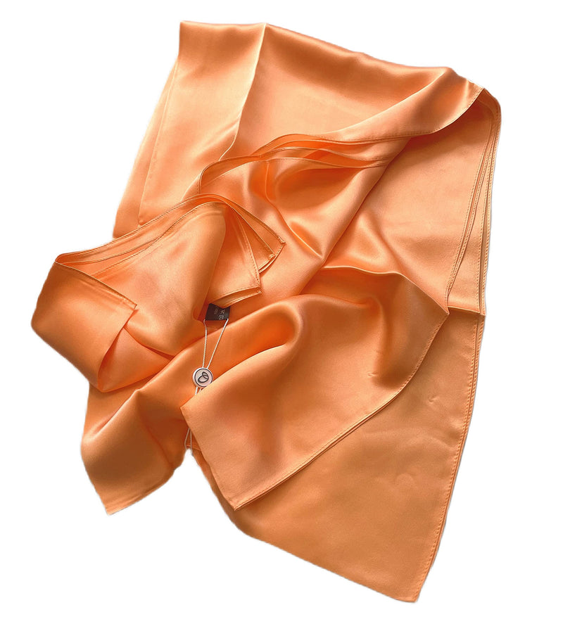 [Australia] - Prettystern - 200 x 70 cm plain crepe satin heavy silk long silk scarf in uni color - color selection 78.7" X 27.6" Orange 