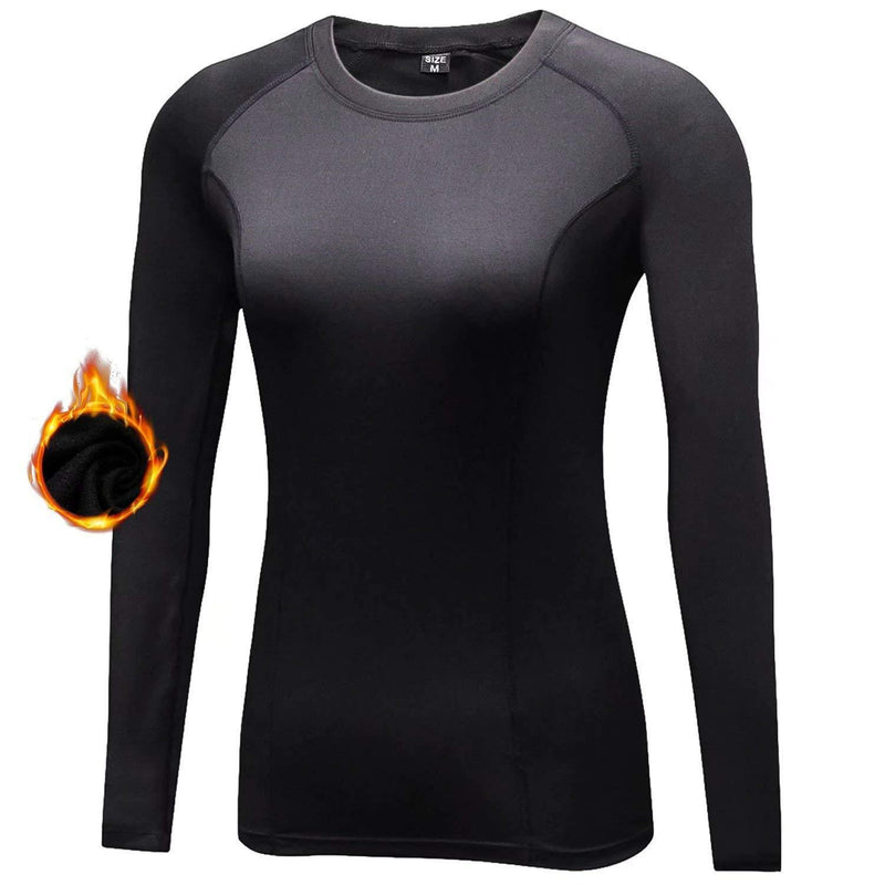 [Australia] - Sillictor Womens Theraml Base Layers Women Compression Sports Tops for Ski Running Hiking Cycling 021-black S 