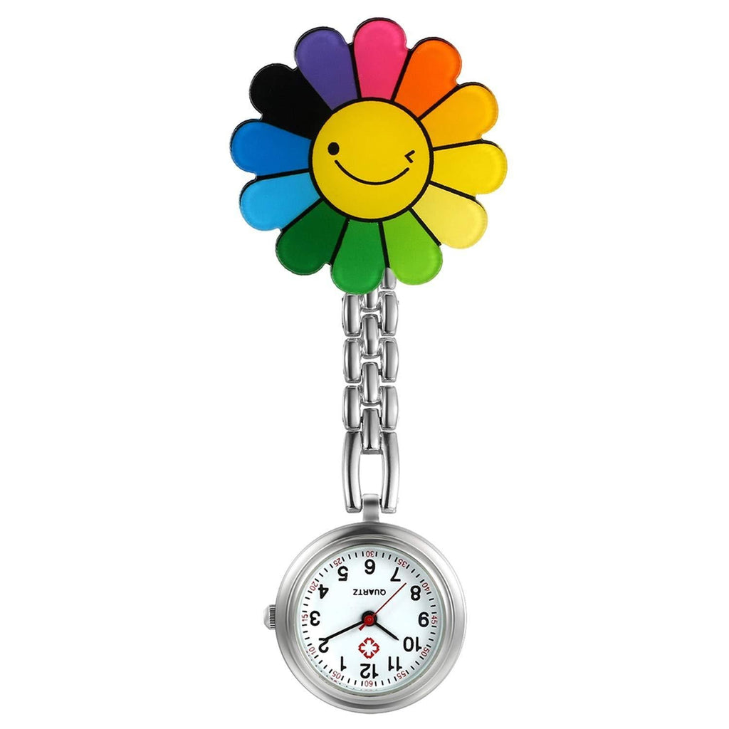 [Australia] - Avaner Stainless Steel Fob Watch Analog Quartz Nurse Watch Clip on Hanging Lapel Watch Colorful 