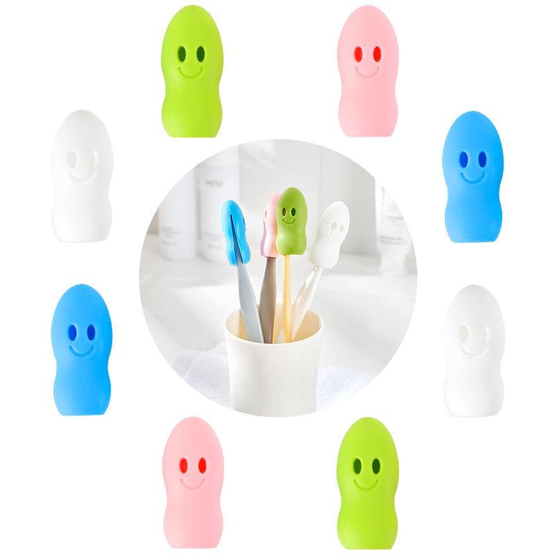 [Australia] - Travel Toothbrush Head Cover Case for Kids, Children Silicone Protector Cap, Dustproof Toothbrush Protect Case (Set of 8) Set of 8 