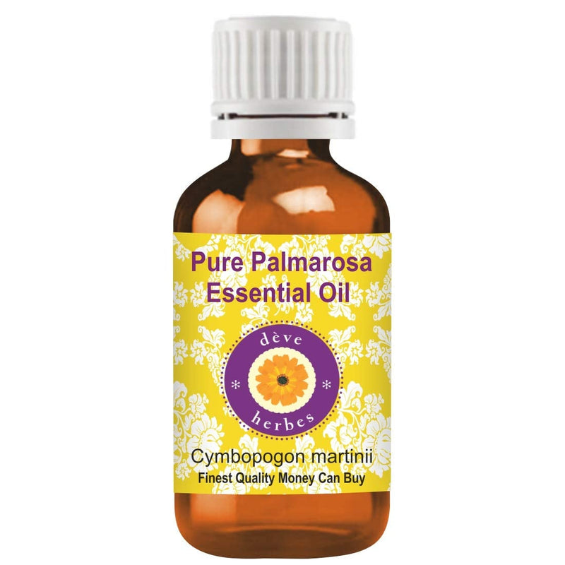 [Australia] - Deve Herbes Pure Palmarosa Essential Oil (Cymbopogon martinii) Premium Therapeutic Grade for Hair, Skin & Aromatherapy 30ml (1.01 oz) 