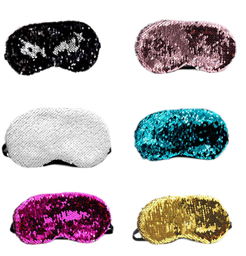 [Australia] - FSSTUD 6 Pcs Glitter Mermaid Sequins Sleep Sleeping Eye Mask Elastic Eye Cover Shade Blindfold Women Teens Girls 