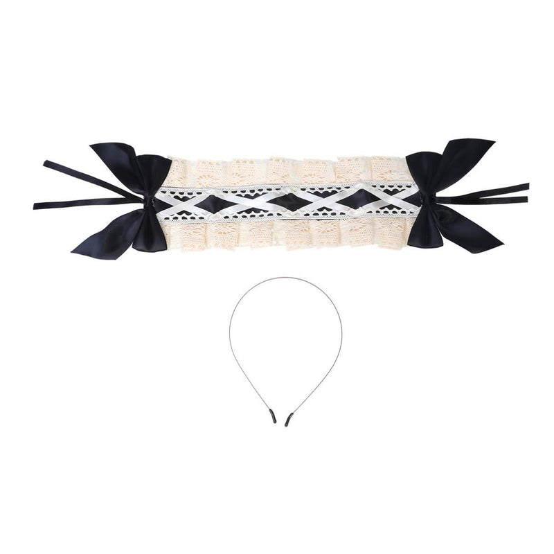 [Australia] - Minkissy Lolita Lace Headband Sweet Hair Band Vintage Hair Accessories for Cosplay Pary Women Girls (Black) Black 