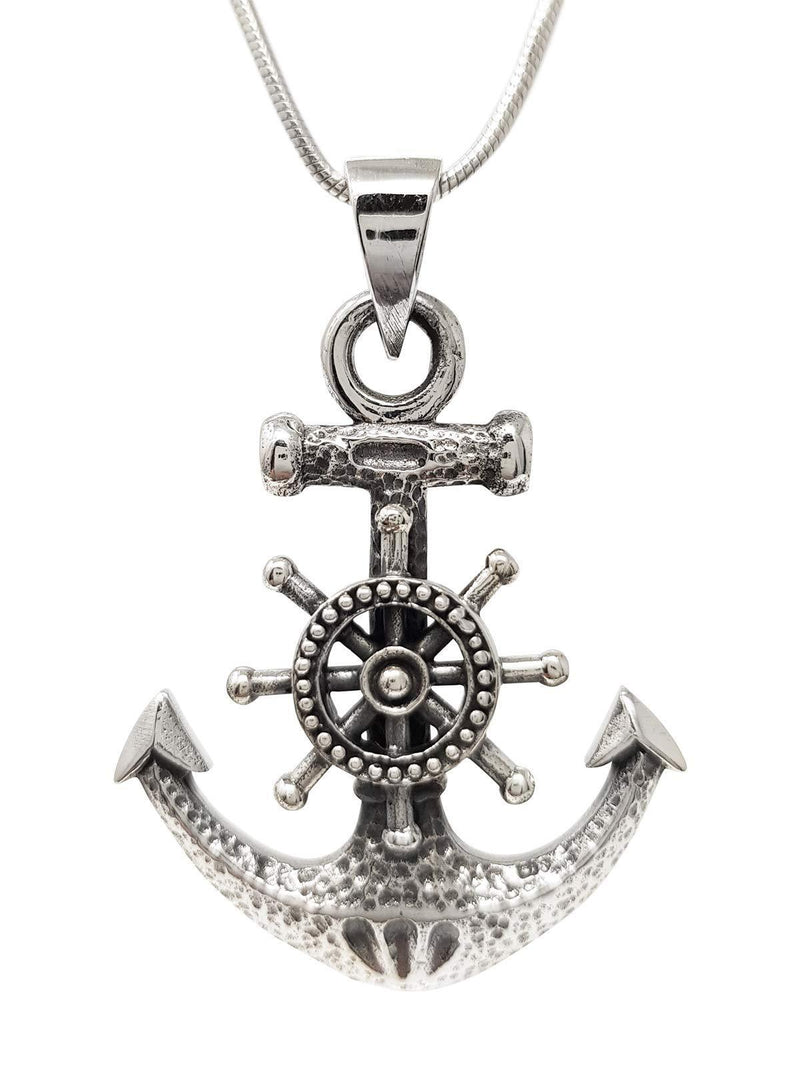 [Australia] - TreasureBay Women's, Men's Sterling Silver Anchor Pendant on Snake Chain Necklace 