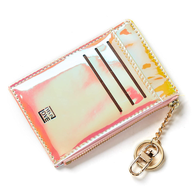 [Australia] - All-in-one Wallet RFID Blocking Credit Card Holder Coin Organizer Key Holder in a Gift Box, Flat Suitable for Front & Back Pockets Fashion Shiny Girls Best Choice (Golden Pink) Golden Pink 