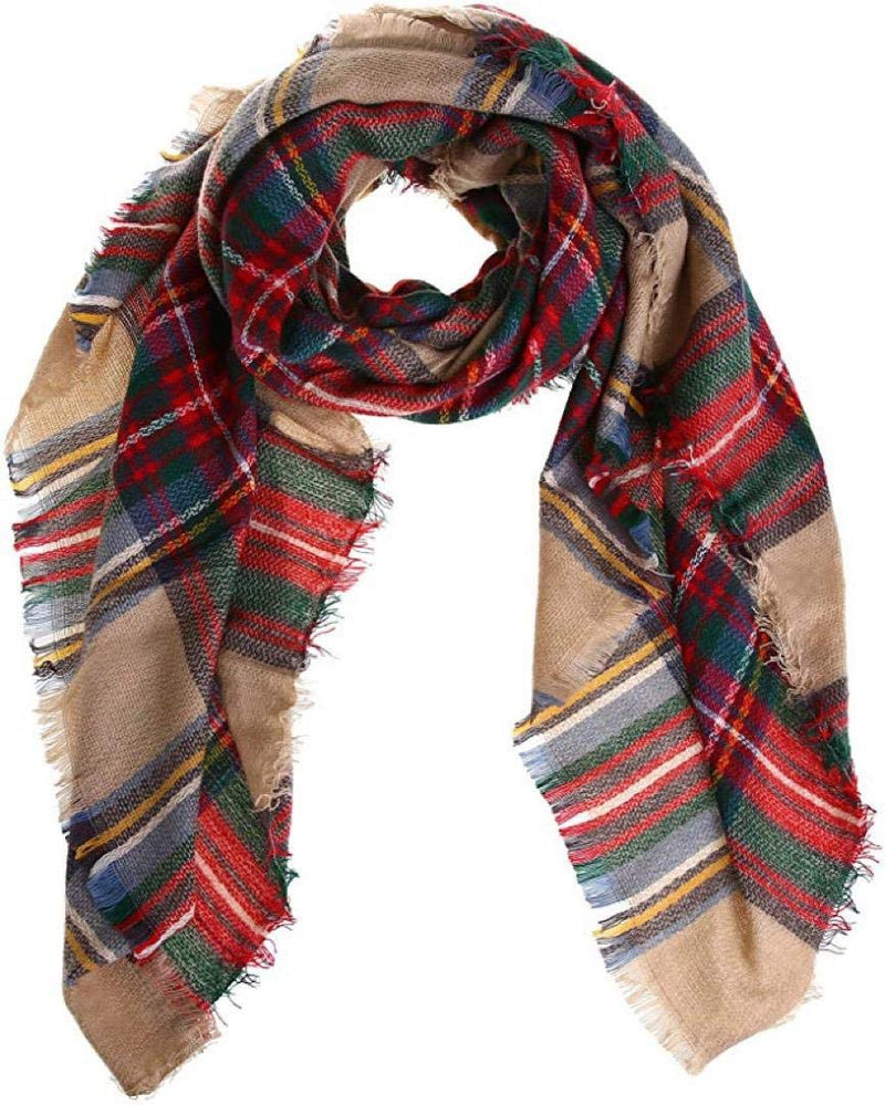 [Australia] - Boolavard Plaid Cashmere Feel Classic Soft Luxurious Winter Scarf For Men Women Camel 