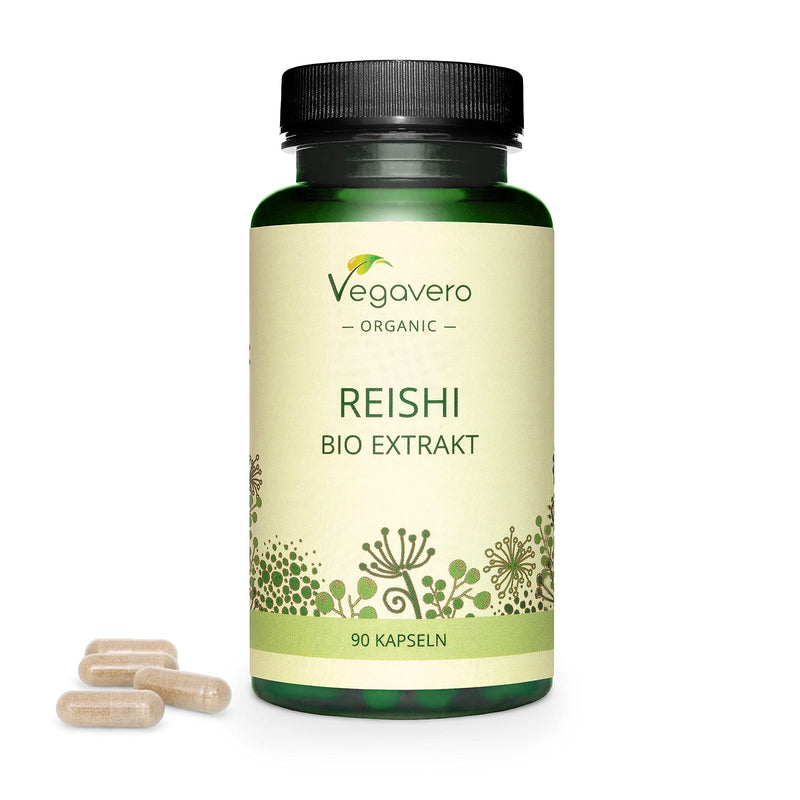 [Australia] - Organic Reishi Extract Vegavero� | 8400mg (14:1) Ganoderma Lucidum | with Polysaccharides & Beta Glucans | Mushroom Extract Powder | 90 Capsules | Vegan 