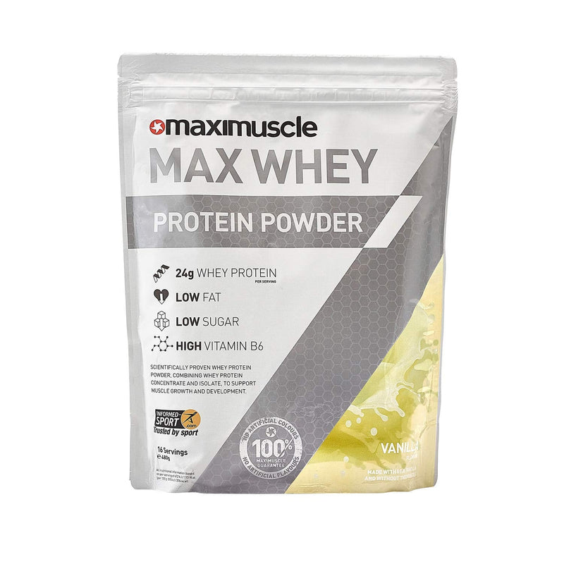 [Australia] - Maximuscle Max Whey | Whey Protein Powder | Protein Shake with Whey Isolate & Concentrate | Low Fat, Low Sugar, Gluten-Free | Vanilla, 480g - 16 Servings 