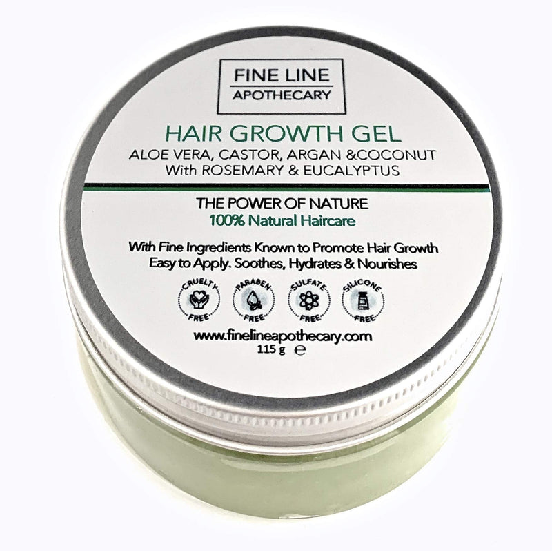 [Australia] - HAIR GROWTH GEL - ALOE VERA, CASTOR, ARGAN & COCONUT OIL with ROSEMARY & EUCALYPTUS - 115 g- by Fine Line Apothecary. Natural Oils in Aloe Vera Gel to Promote Hair Growth. Easy to Apply, No Drips. 