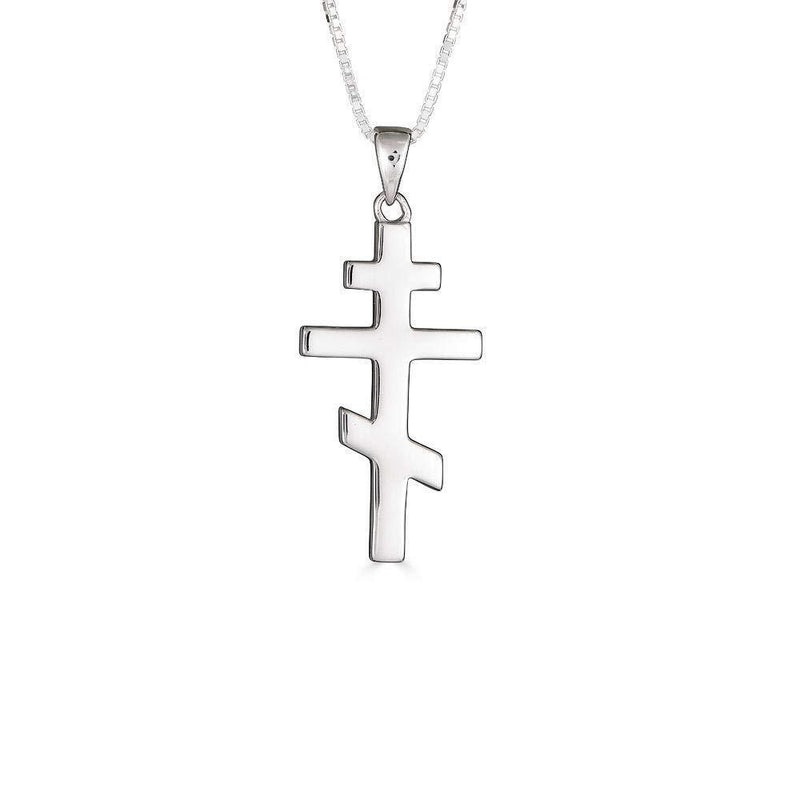 [Australia] - Little Treasures Sterling Silver High Polished Russian Orthodox Cross Pendant Necklace (Available Chain Length 16"- 18"- 20"- 22") 45.0 Centimetres 