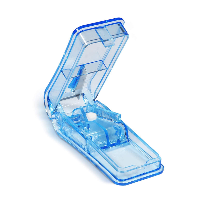 [Australia] - Pill Cutter, Opret Pill Splitter with Blade for Small Pills Large Pills Cut in Half Quarter for Tablet Vitamin Medicine Blue 