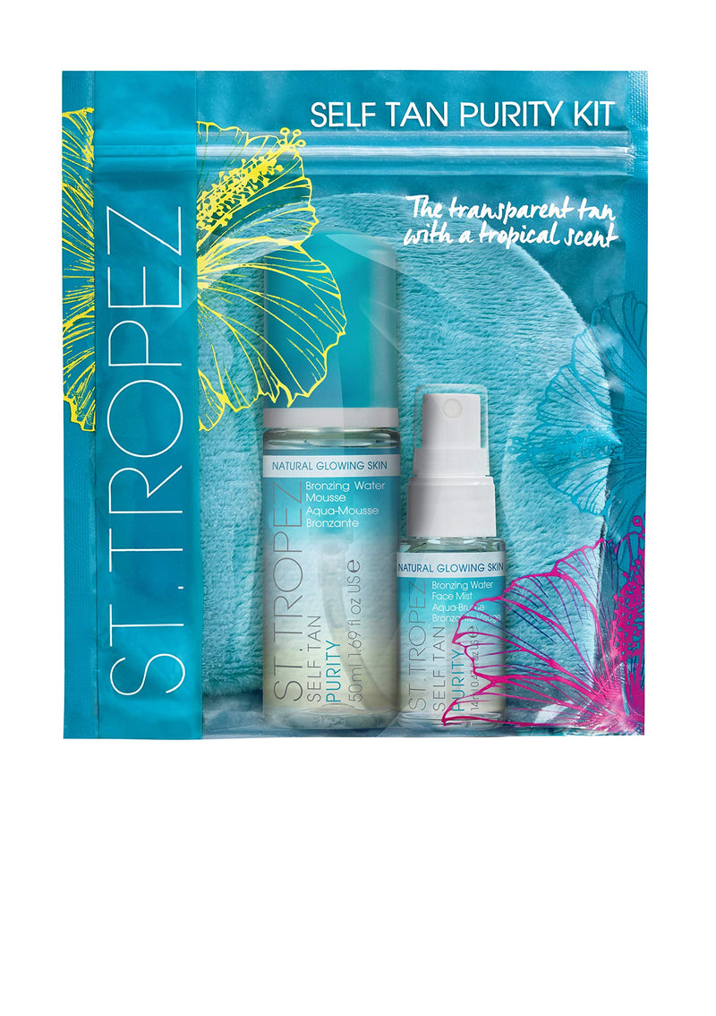 [Australia] - St. Tropez Fake Tan, Self Tan Purity Tanning Water Starter Kit, Beauty Gift for Her with Travel Size Tanning Water Mousse, Tanning Face Mist and Tan Applicator Mitt 