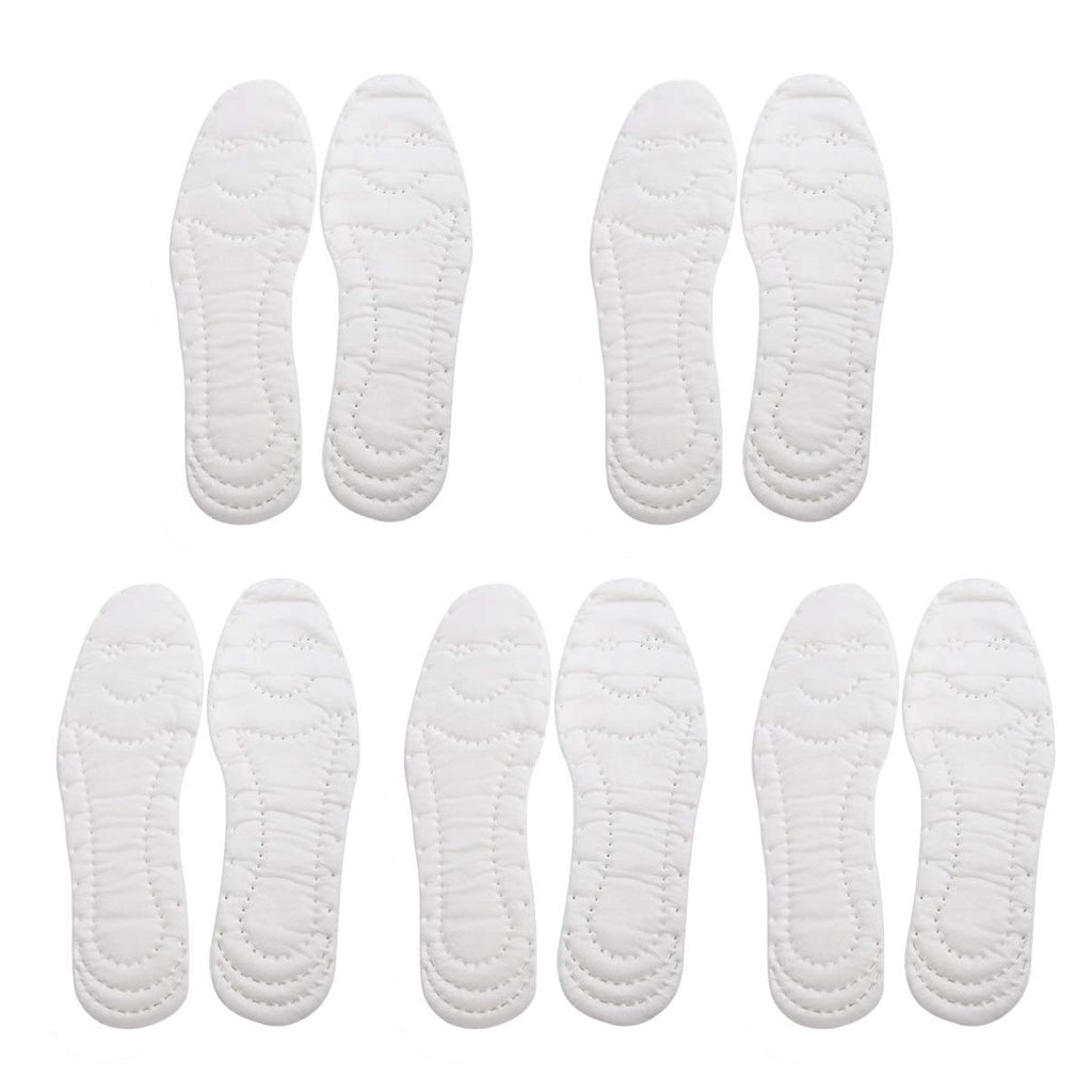 [Australia] - Healifty 5 Pairs Washable Pure Cotton Insoles Breathable Terry Barefoot Insole Shock Absorption Sport Shoe Inserts Cuttable Size (L) L (10 Count) 