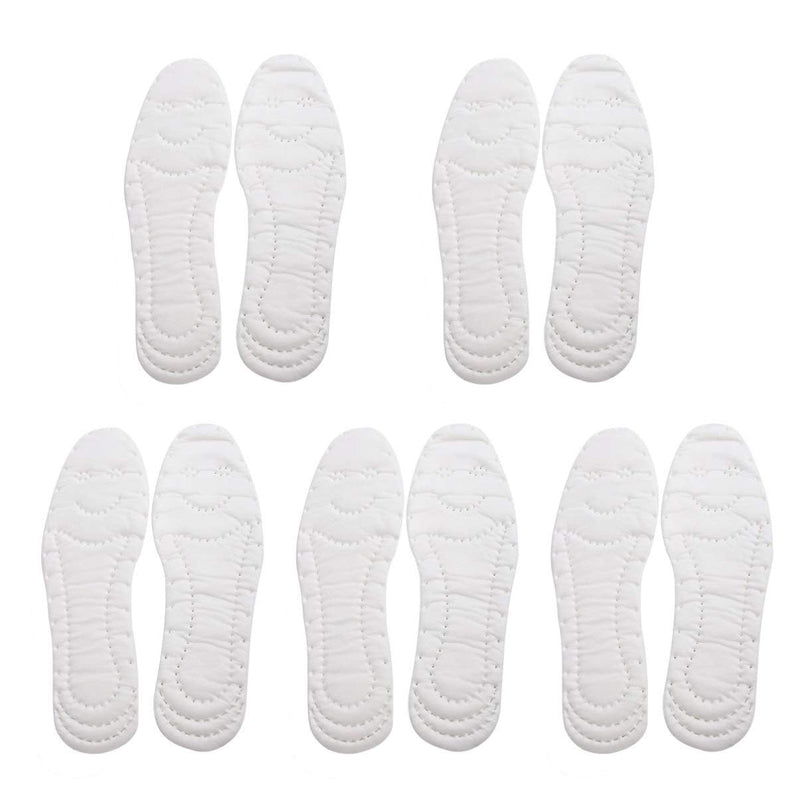 [Australia] - Healifty 5 Pairs Washable Pure Cotton Insoles Breathable Terry Barefoot Insole Shock Absorption Sport Shoe Inserts Cuttable Size (L) L (10 Count) 