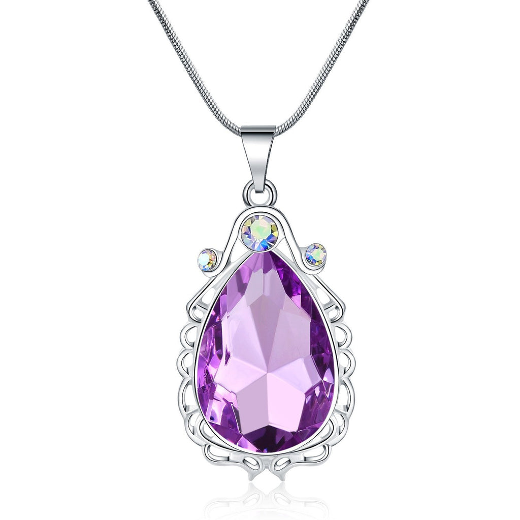 [Australia] - hengkaixuan Sofia Necklace Amulet Teardrop Amethyst Pendant Necklace Sofia Princess Costumes Jewelry for Little Girls 