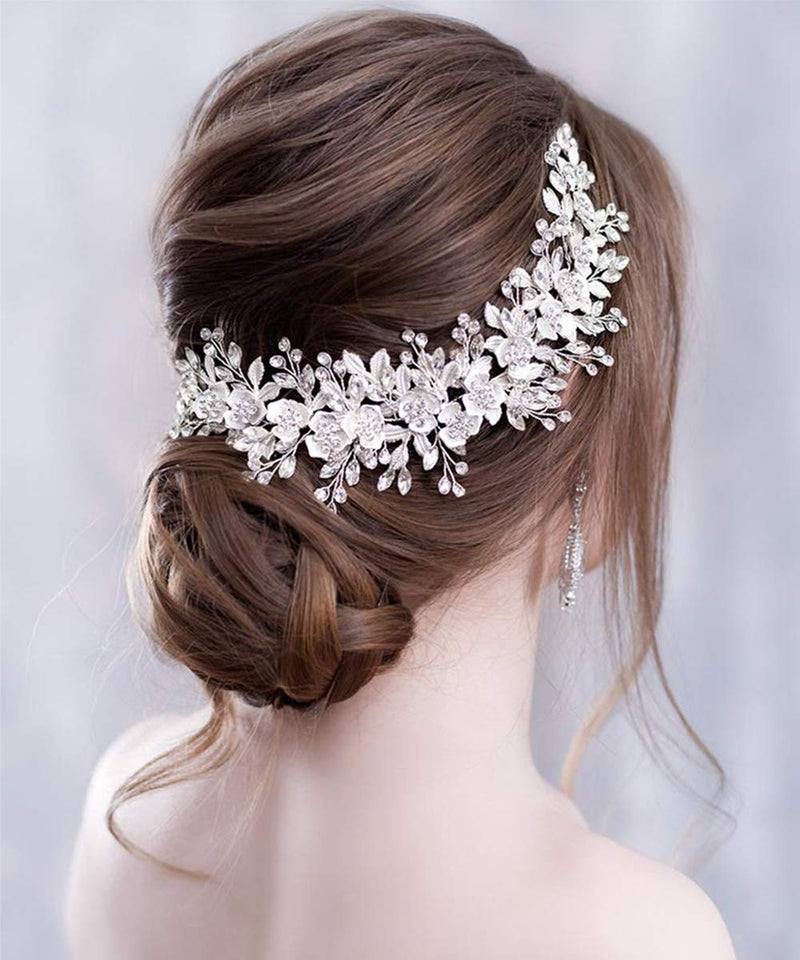 [Australia] - Anglacesmade Bridal Headband Leaves and Flower Hair Vine Crystal Tiara Crown for Wedding Hair Accessories for Women and Girls (Gold) Gold 