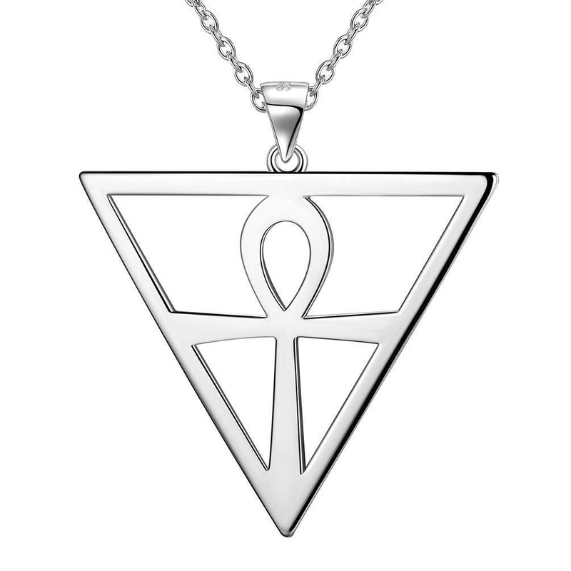 [Australia] - Valentine Gift Blue Eye of Horus Necklace for Men Women 925 Sterling Silver Celtic Magen David Star/Double Heart/Celtic Knot/Horus Eye of Ra Pendant Necklace Amulet Jewelry Gift A-triangle Ankh Cross Necklace 