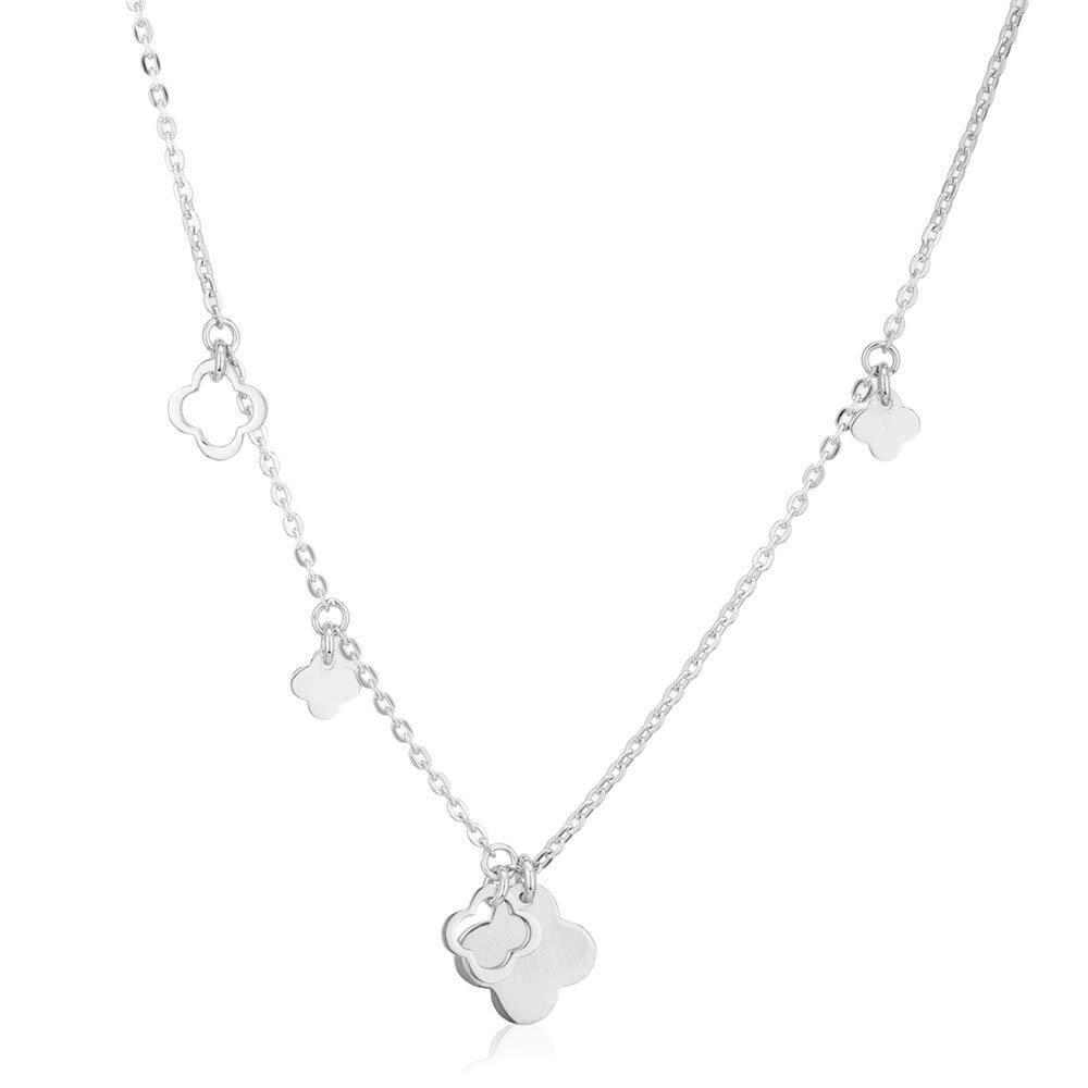 [Australia] - Vanbelle Sterling Silver Jewelry Open and Close Clover Flower Necklace with Rhodium Plating for Women and Girls 