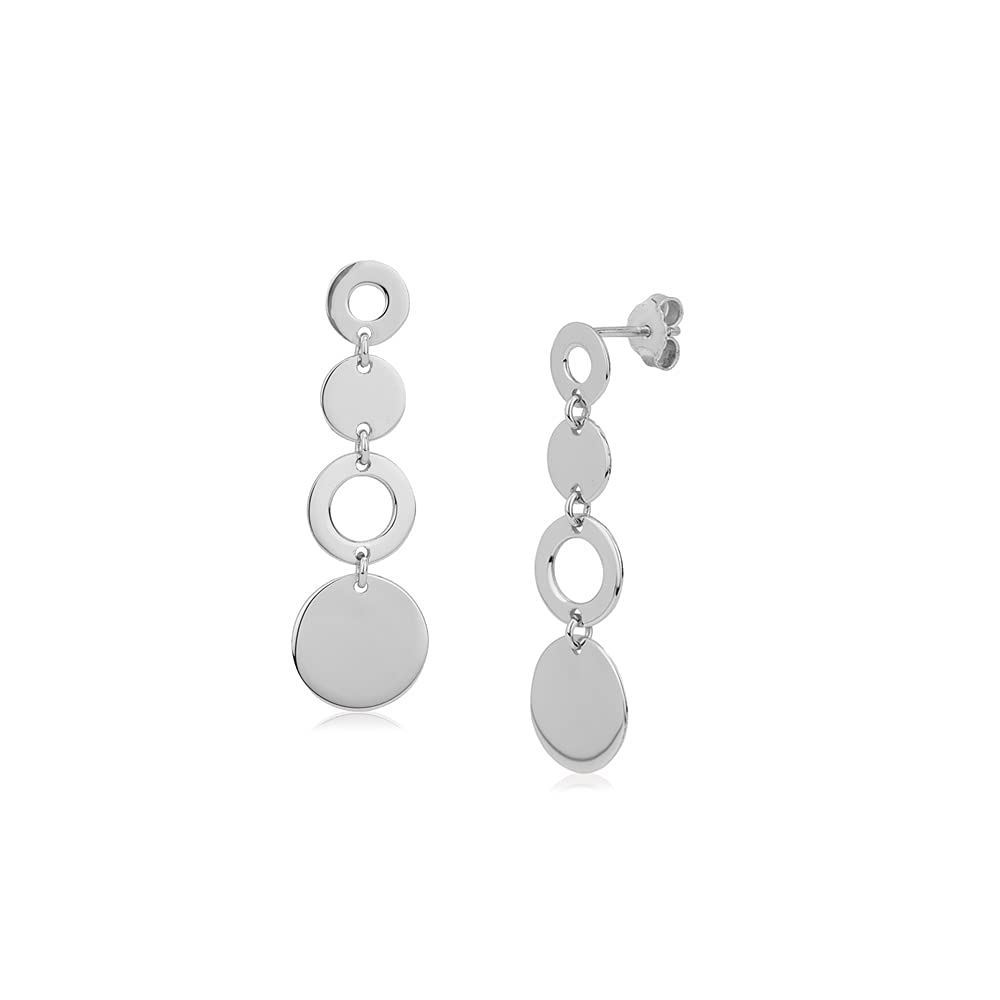 [Australia] - Vanbelle Sterling Silver Jewelry Open and Close Graduated Circle Earrings with Rhodium Plating for Women and Girls 