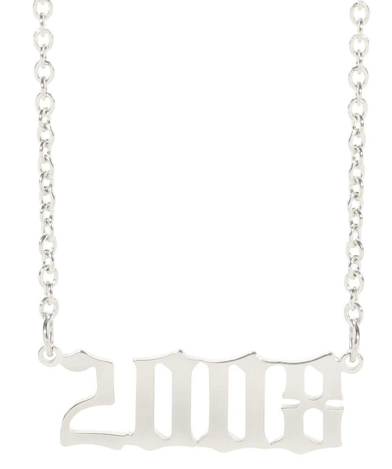 [Australia] - LIKGREAT Year Number Charm Necklace Womens Stainless Steel Minimalist Date Link Chain Jewelry 2008 