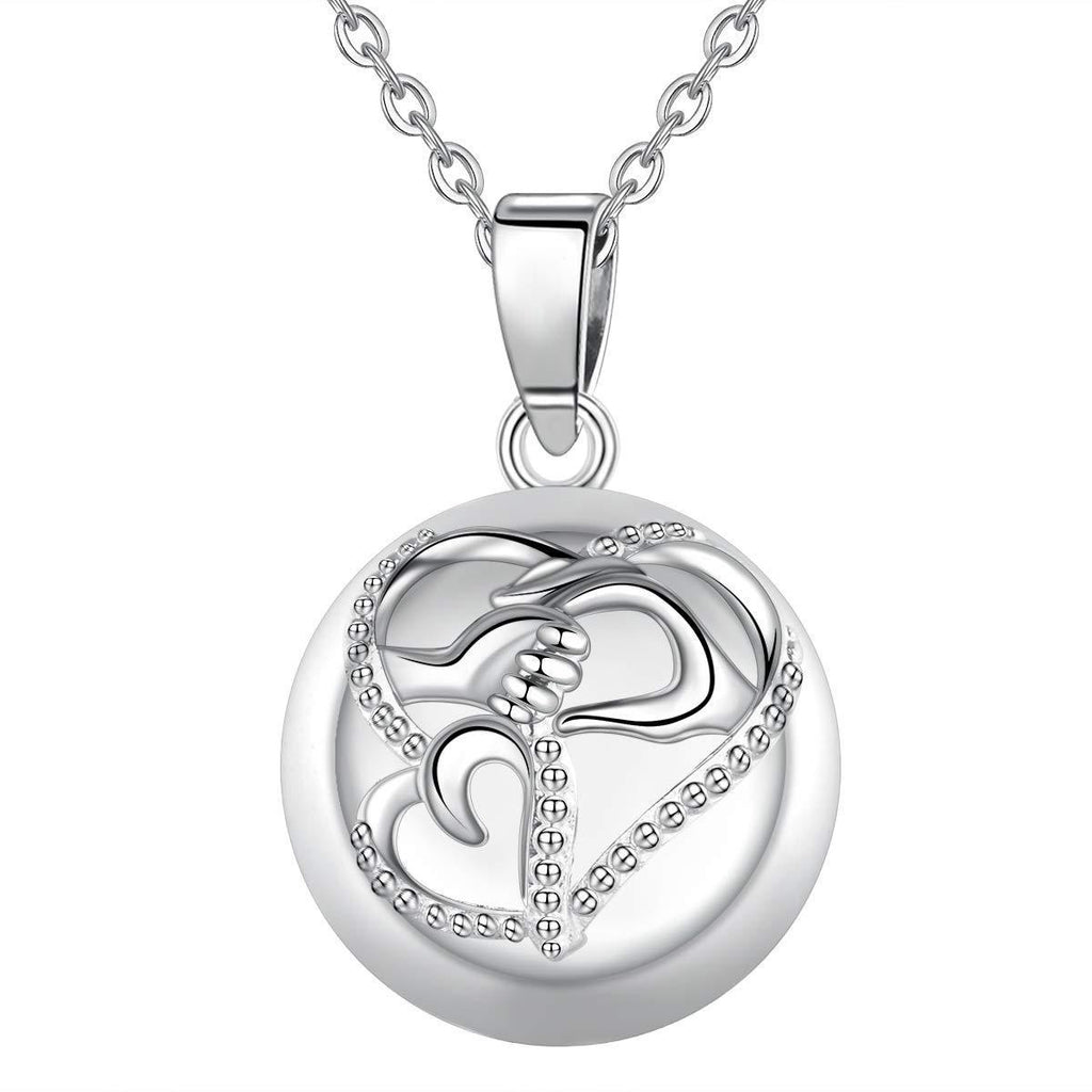 [Australia] - AEONSLOVE Chime Ball Pregnancy Pendant Necklace Music Wishing Bola Angel Wing Heart for Pregnancy Mom Baby Best Jewellery Gift Mum and Baby Hand 