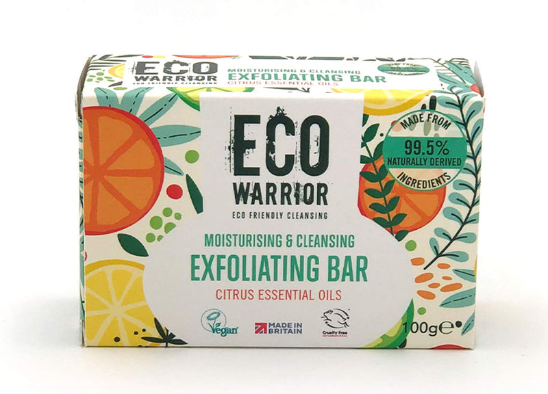 [Australia] - Eco Warrior Exfoliating Soap Bar - Whole Body Soap - Cleansing, Moisturising and Exfoliating Citrus Essential Oils and Oatmeal - Natural, Eco Friendly, Vegan and Cruelty Free Bar of Soap - 100g 
